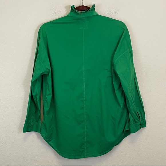 A SHIRT THING Kelly Green‎ Ruffle Neck Long Sleeve Top Size XS - Picture 6 of 9